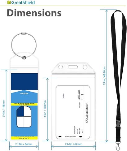 Cruise Luggage Tag Holder (8 Pack) + ID Holder with Lanyard (4 Pack) Weather Resistant PVC Zip Seal Pouch & Steel Loop for Royal Caribbean and Celebrity Cruise Line in Saudi Arabia