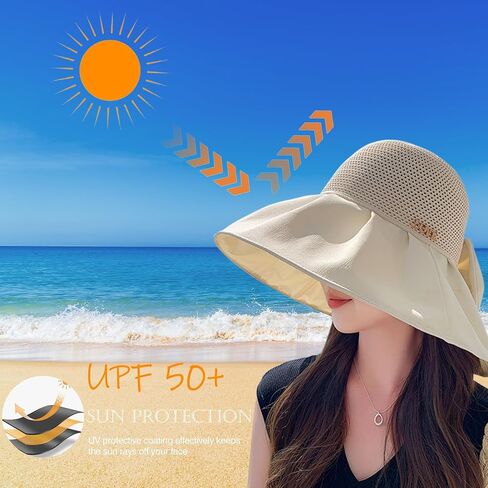 Sun Hats for Women UV UPF 50+ UV Sun Protection Foldable Roll Up Mesh Cap Wide Brim Beach Hat Packable for Travel in Saudi Arabia