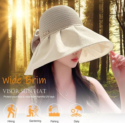 Sun Hats for Women UV UPF 50+ UV Sun Protection Foldable Roll Up Mesh Cap Wide Brim Beach Hat Packable for Travel in Saudi Arabia