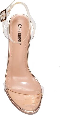 Cape Robbin Maria-7 SELLER Lucite Clear Perspex Glitter Block Heel Sandals Black in Saudi Arabia