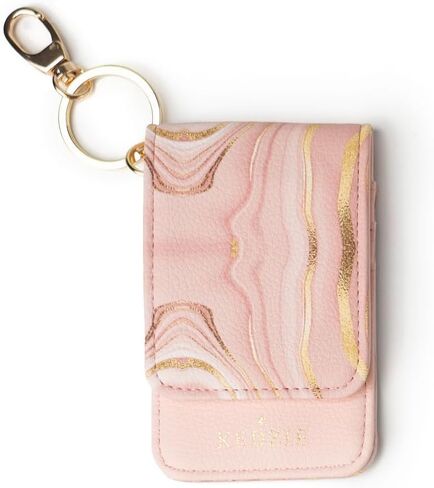 حامل بطاقة الهوية Kedzie Essentials فقط من الجلد النباتي مع نافذة شفافة و3 فتحات للبطاقات وحلقة مفاتيح كلاسيكية - أصدقاء للأبد in Kuwait