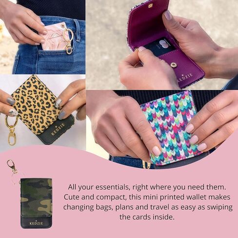 حامل بطاقة الهوية Kedzie Essentials فقط من الجلد النباتي مع نافذة شفافة و3 فتحات للبطاقات وحلقة مفاتيح كلاسيكية - أصدقاء للأبد in Kuwait