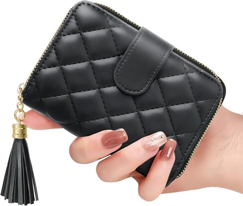 محفظة حامل بطاقات الائتمان الفريدة من BBCREAT، حافظة بطاقات صغيرة بسحاب ومزودة بسحاب، منظم جلدي مبطن للنساء (وردي) in Kuwait