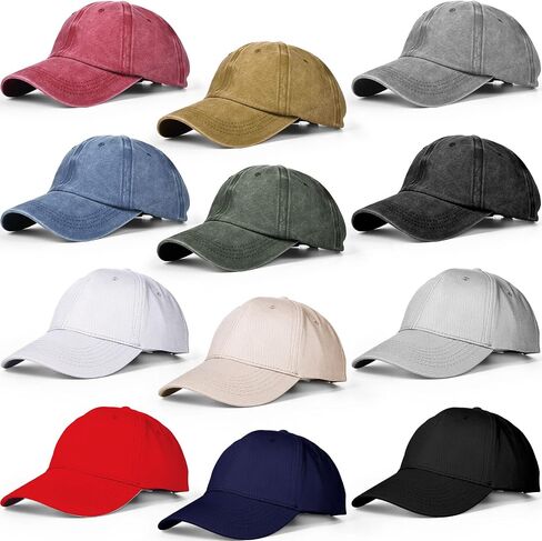 12 Pcs Baseball Caps for Women Men Washed Baseball Hat Adjustable Cotton Sports Caps for Adults Outdoor Activities in Kuwait