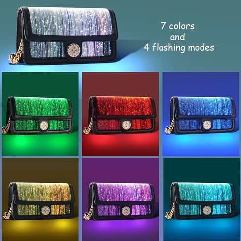 LED Bags Light up Purse 7 Colors Festival Evening Clutch Luminous Crossbody Bag Glow Handbags Leather Shoulder Bag in Kuwait