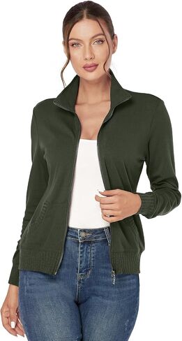 J.Corrine Women's Zip up Sweatshirts Jacket Stand Collar Long Sleeve Running Track Jacket with Pockets Navy Blue in Saudi Arabia