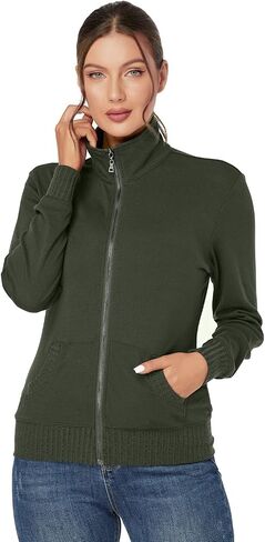 J.Corrine Women's Zip up Sweatshirts Jacket Stand Collar Long Sleeve Running Track Jacket with Pockets Navy Blue in Saudi Arabia