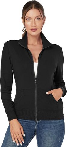 J.Corrine Women's Zip up Sweatshirts Jacket Stand Collar Long Sleeve Running Track Jacket with Pockets Navy Blue in Saudi Arabia