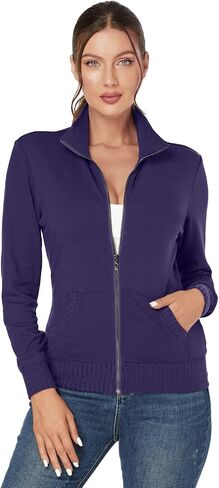 J.Corrine Women's Zip up Sweatshirts Jacket Stand Collar Long Sleeve Running Track Jacket with Pockets Navy Blue in Saudi Arabia