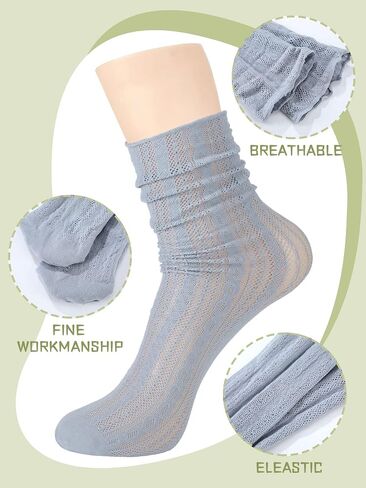 Bencailor 6 Pairs Women Lace Socks Mesh Sheer Ankle Socks Through Transparent Tulle High Sock Decorated Slouch Dress Socks in Saudi Arabia