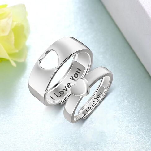 Couple Ring for Lovers 925 Sterling Silver I Love You Matching Rings for Couples Couple Gifts for Women Men in Saudi Arabia