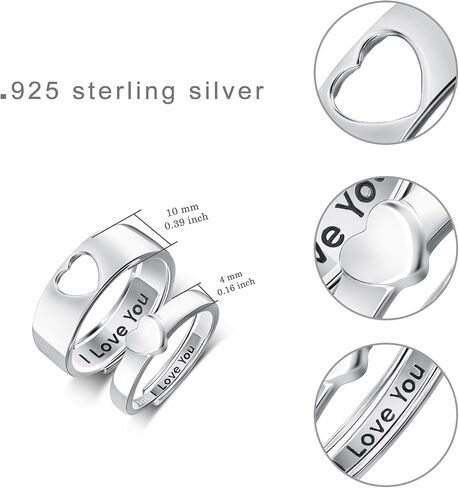 Couple Ring for Lovers 925 Sterling Silver I Love You Matching Rings for Couples Couple Gifts for Women Men in Saudi Arabia