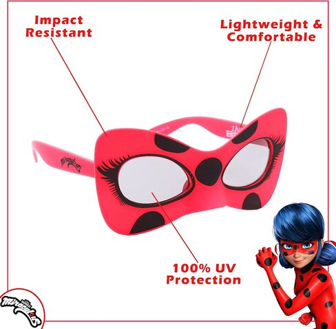 Sun-Staches Miraculous Cat Noir Sunglasses Costume Accessory, UV400 Lenses, Black Cat Mask, One Size Fits Most in Kuwait