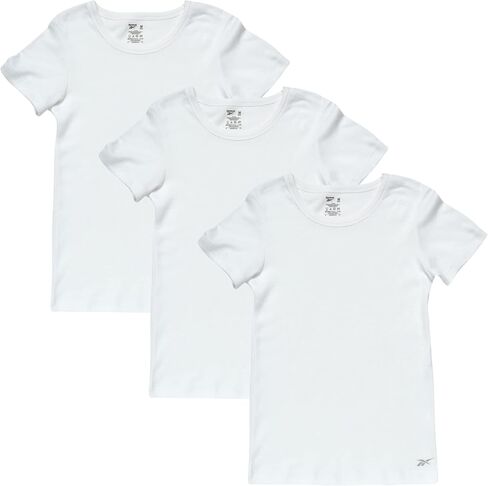 Reebok Girls' Undershirt - 3 Pack/6 Pack Cotton Short Sleeve Crew Neck White Shirt - Girls Cotton T-Shirts (Toddlers/Girls) in Saudi Arabia