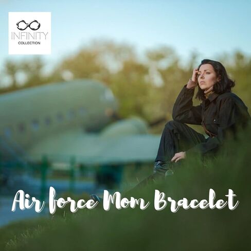 Air Force Mom Bangle Bracelet - Mom Gifts, Proud Airforce Mom Charm Bracelet | Red, White, and Blue Rhinestone Charms | Show your Appreciation with a Unique Gift in Saudi Arabia