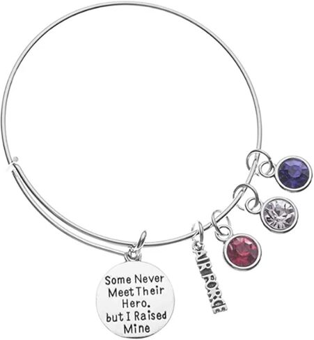 Air Force Mom Bangle Bracelet - Mom Gifts, Proud Airforce Mom Charm Bracelet | Red, White, and Blue Rhinestone Charms | Show your Appreciation with a Unique Gift in Saudi Arabia