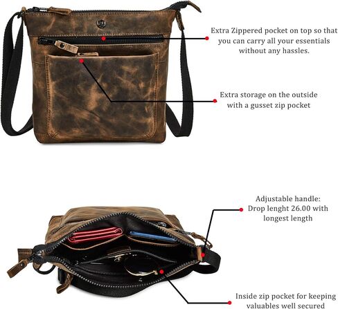 Real Leather Purse for Women Crossbody Bag Travel Shoulder Handbag Small Vintage Pocketbook in Saudi Arabia