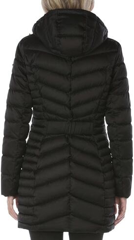 Laundry by Shelli Segal Women's 3/4 Puffer Jacket with Detachable Faux Fur Strip and Bib in Kuwait