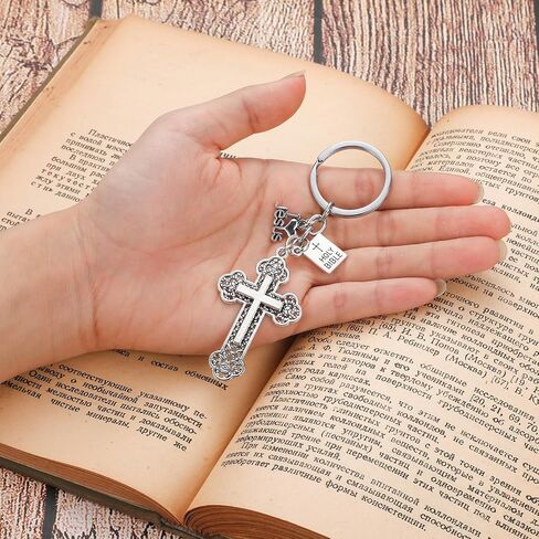 Christmas Holy Bible Pendants Keyrings Jesus Christian Cross Keychain Baptism Party Favors Religious Key Holders Gift in Kuwait