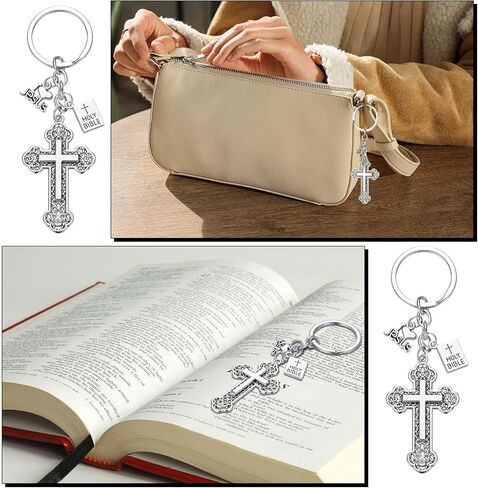 Christmas Holy Bible Pendants Keyrings Jesus Christian Cross Keychain Baptism Party Favors Religious Key Holders Gift in Kuwait