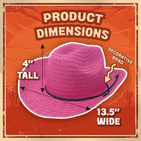 12 & 72 Piece Straw Cowboy Hats - 24" Western Style Hats for Men & Women - Straw Hats for Country Concerts & Parties in Kuwait