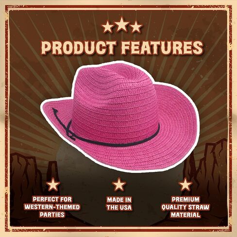 12 & 72 Piece Straw Cowboy Hats - 24" Western Style Hats for Men & Women - Straw Hats for Country Concerts & Parties in Kuwait