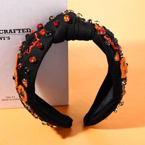 MOLOCH Halloween Headband Spooky Pumpkin Candy Corn Knotted Headband Crystal Headband Halloween Costume Hair Accessories in Kuwait