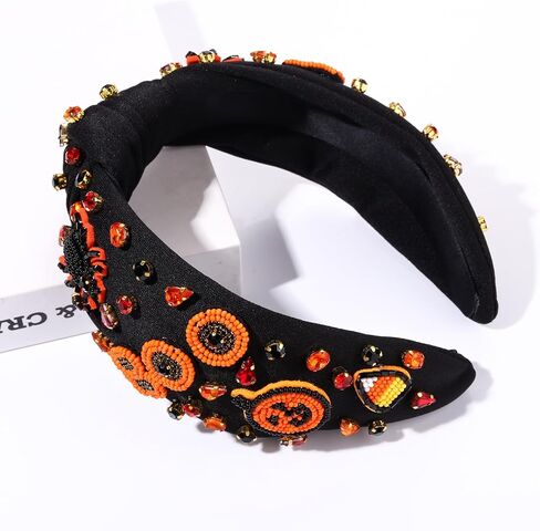 MOLOCH Halloween Headband Spooky Pumpkin Candy Corn Knotted Headband Crystal Headband Halloween Costume Hair Accessories in Kuwait