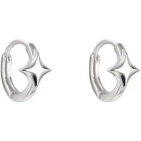 Minimalist Star Hoop Earrings for Women Girls 925 Sterling Silver Tiny Star Small Huggie Hoops 10mm Sleeper Cartilage Earrings Hypoallergenic
