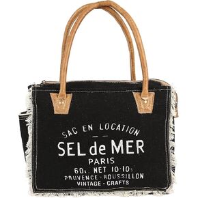 vintage crafts Bags Sel De Mer Upcycled Canvas Hand Bag Upcycled Canvas & Cowhide Tote Bag Radiant Leather Bag in Kuwait