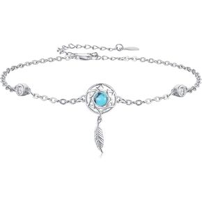 Dream Catcher Bracelet 925 Sterling Silver Flower Dreamcatcher Bracelet for Women Adjustable 7+2in Link Chain Bracelets Jewelry Gifts