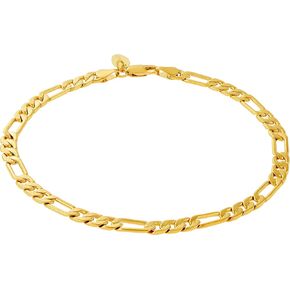 LIFETIME JEWELRY Womens Gold Anklet 5mm Figaro Chain Ankle Bracelet 24k Real Gold Plated