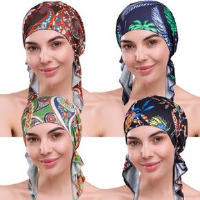 4 Pieces Chemo Headwear for Women, Pre-Tied Head Scarf Cancer Headwear for Hair Loss
