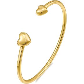 WOWORAMA Dainty Gold Cuff Bracelets for Women Delicate Thin Wire Open Bangle Bracelets Stackable Minimalist Wrist Cuff Bracelets Flexible Adjustable Size