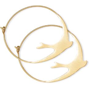 INK+ALLOY Bird Earrings for Women, Amelia Brass Circle Bird Hoop Earrings, Boho Large Statement Hoops, Handmade Jewelry for the Modern Bohemian, 1.75-Inches in Kuwait