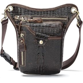 NIUCUNZH حقيبة جلدية حقيقية قطرة الساق دراجة نارية الفخذ محفظة الورك الحقيبة الخصر حزمة مراوح للنساء الرجال الأسود in Kuwait