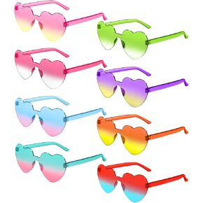 Heart Shaped Sunglasses Candy Color Rimless Fun Heart Sunglasses for Women Men Party Favors