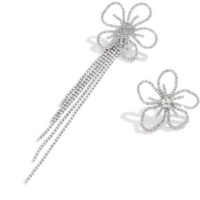 Statement Earrings- Trendy Earrings for Women，Asymmetric Earrings with Full Rhinestone,Great Gifts for Women