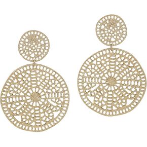 Filigree Geometric Gold Drop Earrings, Dangle, Gift for Her