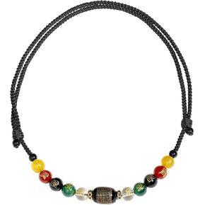 Obsidian/Lava Stone/Agate Beaded Necklace Five Elements Necklaces for Women Protection Heart Sutra Amulet Jewelry Gifts