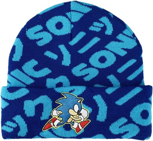 Sonic The Hedgehog Tails Embroidery on Light Blue Tie Dye Knit Beanie in Saudi Arabia