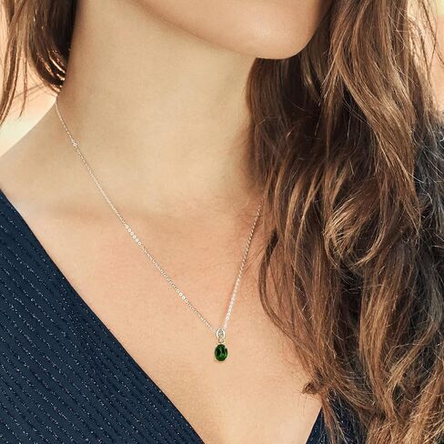 Gem Stone King 925 Silver and 10K Yellow Gold 8X6MM and 7X5MM Oval Gemstone Birthstone Pendant Earrings Set For Women With 18 Inch Chain in Saudi Arabia