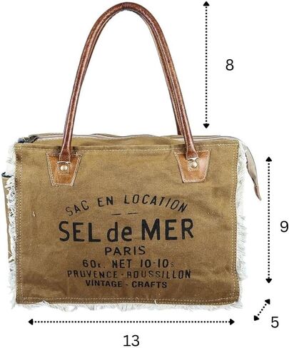 vintage crafts Bags Sel De Mer Upcycled Canvas Hand Bag Upcycled Canvas & Cowhide Tote Bag Radiant Leather Bag in Saudi Arabia