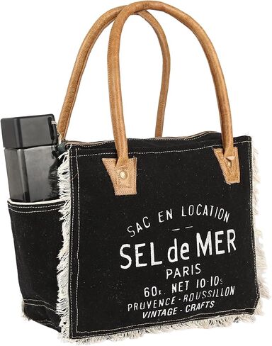vintage crafts Bags Sel De Mer Upcycled Canvas Hand Bag Upcycled Canvas & Cowhide Tote Bag Radiant Leather Bag in Kuwait