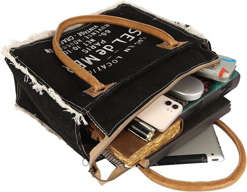 vintage crafts Bags Sel De Mer Upcycled Canvas Hand Bag Upcycled Canvas & Cowhide Tote Bag Radiant Leather Bag in Kuwait