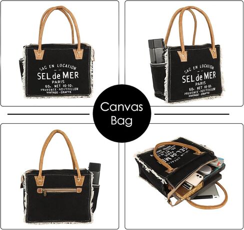 vintage crafts Bags Sel De Mer Upcycled Canvas Hand Bag Upcycled Canvas & Cowhide Tote Bag Radiant Leather Bag in Kuwait