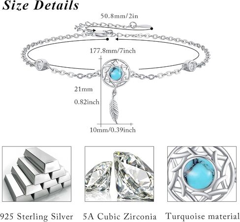 Dream Catcher Bracelet 925 Sterling Silver Flower Dreamcatcher Bracelet for Women Adjustable 7+2in Link Chain Bracelets Jewelry Gifts in Saudi Arabia