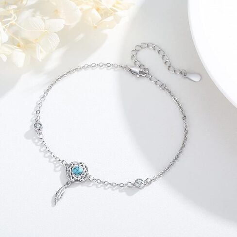 Dream Catcher Bracelet 925 Sterling Silver Flower Dreamcatcher Bracelet for Women Adjustable 7+2in Link Chain Bracelets Jewelry Gifts in Saudi Arabia