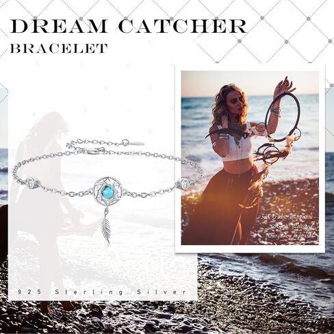 Dream Catcher Bracelet 925 Sterling Silver Flower Dreamcatcher Bracelet for Women Adjustable 7+2in Link Chain Bracelets Jewelry Gifts in Saudi Arabia