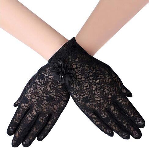 Summer Women Sun UV Protection Lace Gloves Ladies Short Driving Gloves Touch Screen in Kuwait